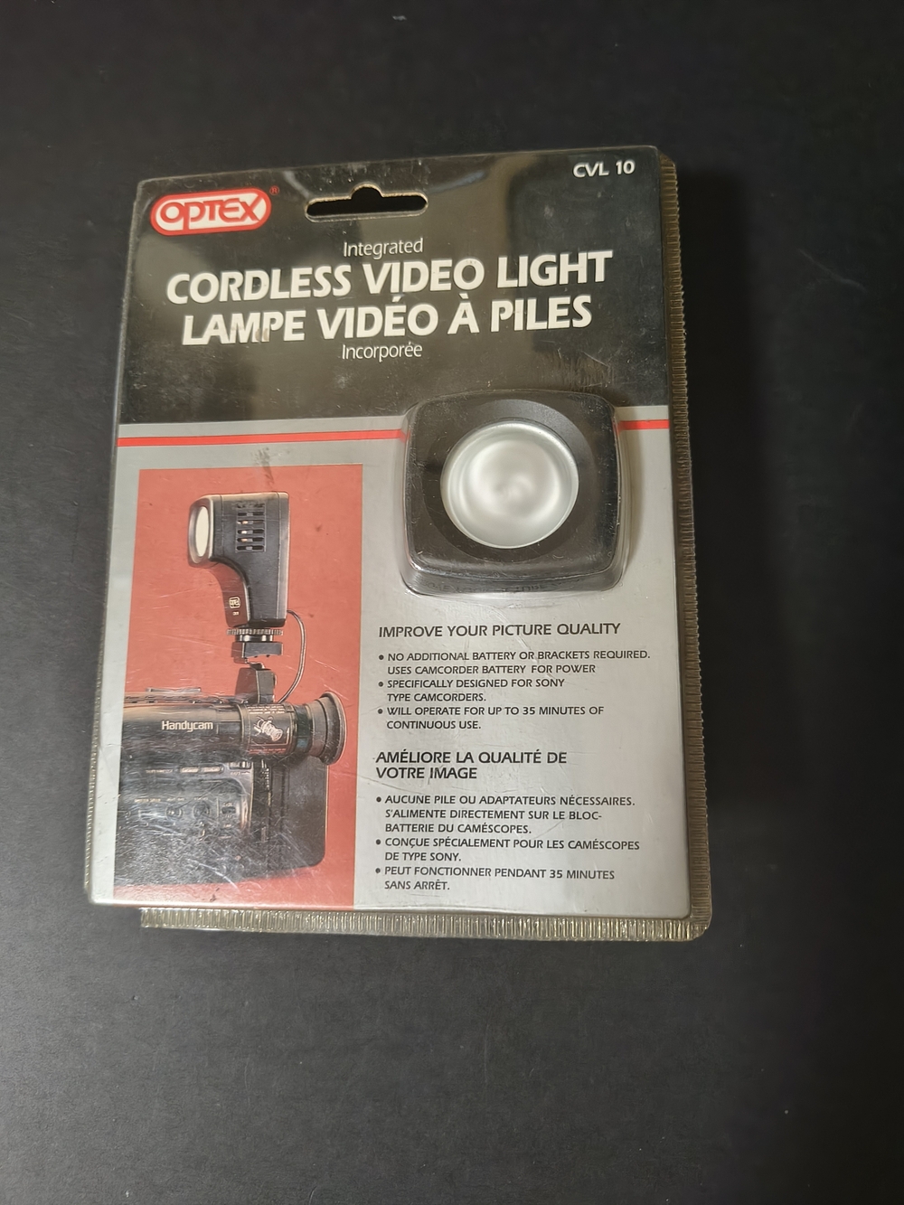 Sony Cordless Video Light CVL-10 in Black and Red Packaging